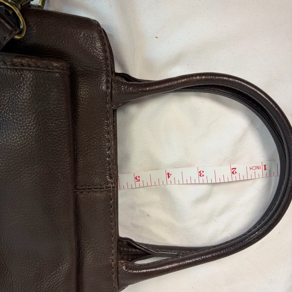 Fossil Classic Genuine Leather Satchel Crossbody Bag Brown - Picture 10 of 14